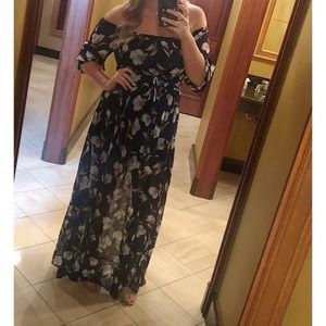 Fashion Nova Navy Floral Maxi Dress